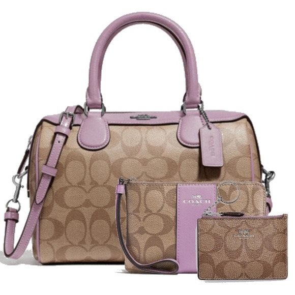 Coach NWT Mini ID Case Signature Print and Purple - Picture 4 of 4